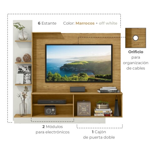 Rack para Tv 55" con estantes modular - MDP - Marrocos / Off white Rack para Tv 55" con estantes modular - MDP - Marrocos / Off white