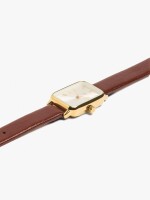 Reloj Rectangular Con Pulsera Efecto Piel marron
