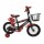 Bicicleta Infantil Rodado 16 c/Canasto Rueditas Portabotella Negro/rojo