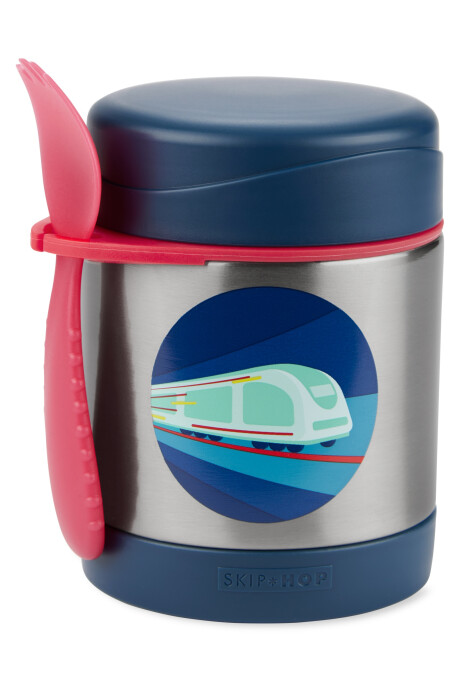 Tupper de acero inoxidable con cubierto, diseño tren Sin color