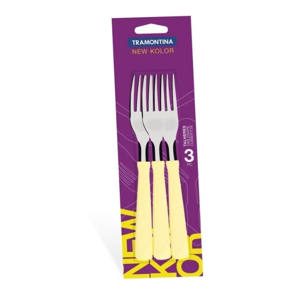 SET DE 3 TENEDORES "TRAMONTINA" NEW KOLOR MARFIL