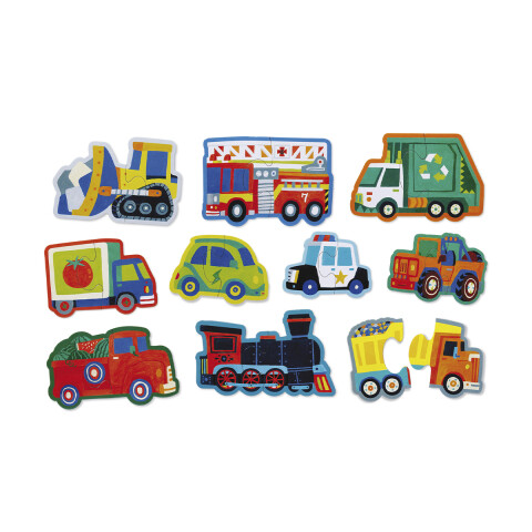 10 Puzzles Crocodile Creek De 2 Piezas - Varios Diseños VEHICULOS