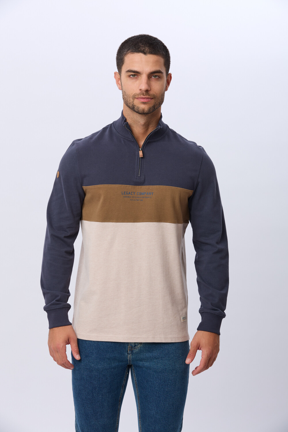 REMERA POLO RAYADA DE ALGODÓN Azul