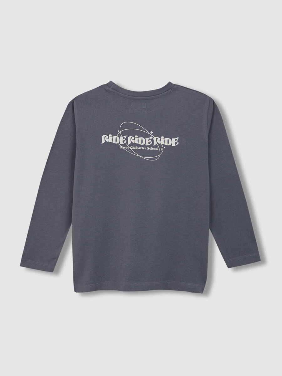 Camiseta Print Ride Gris Azulado