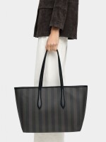 Bolso Shopper A Rayas Con Bolsa Extraíble negro
