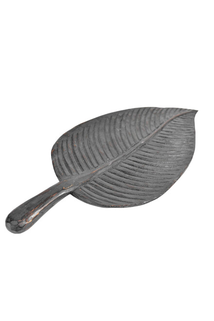 ADORNOS CENTRO DE MESA TROPICAL LEAF BLACK 50X21X3H CM