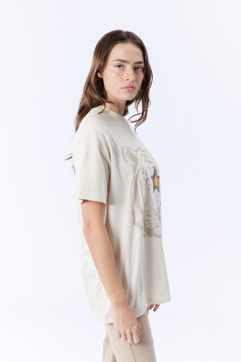 Remera manga corta oversize Estampa tigre crudo