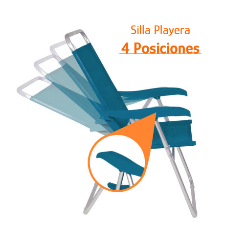 Set X2 Sillas Altas Reposeras Plegables 4Posiciones Aluminio Celeste