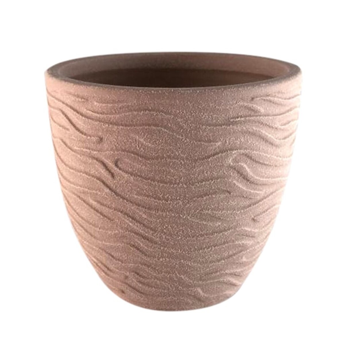 MACETA CERAMICA 14X14X13CM RELIEVE LINEAS ROSA 