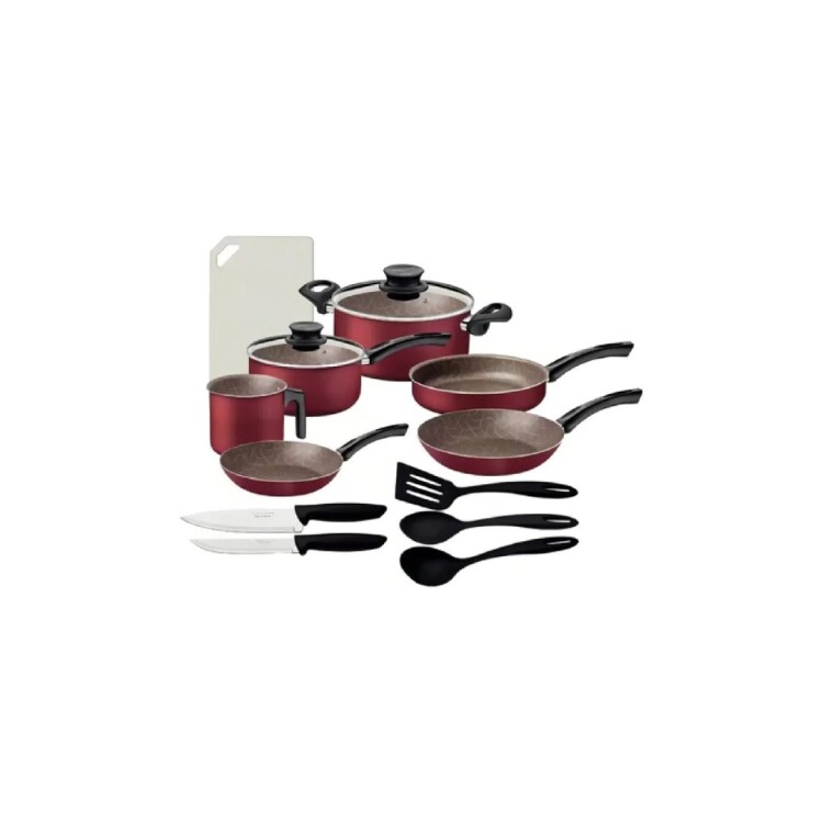 BATERIA DE COCINA TRAMONTINA PARIS 14 PIEZAS ROJA BATERIA DE COCINA TRAMONTINA PARIS 14 PIEZAS ROJA