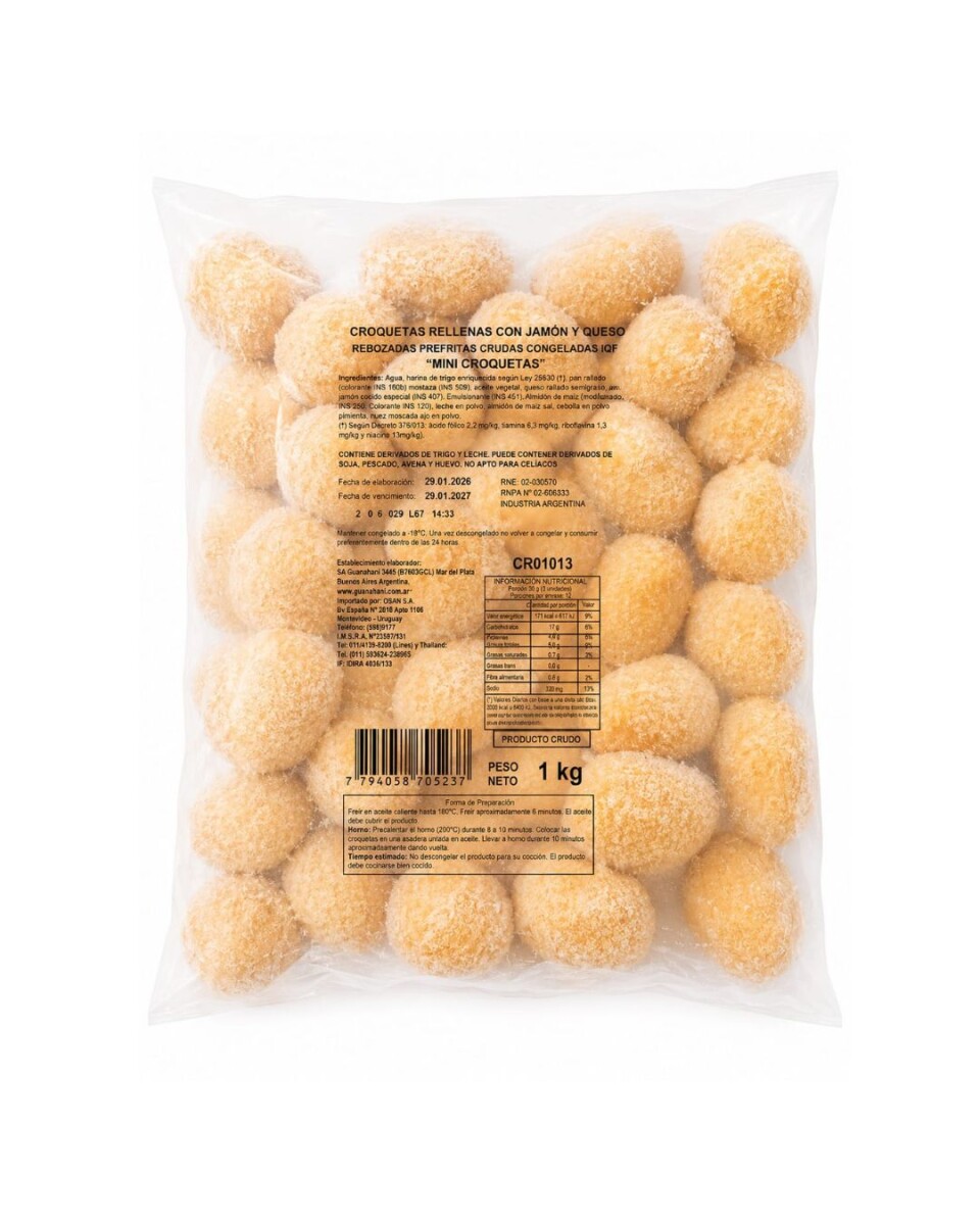 CROQUETA JAMÓN Y QUESO 1KG 