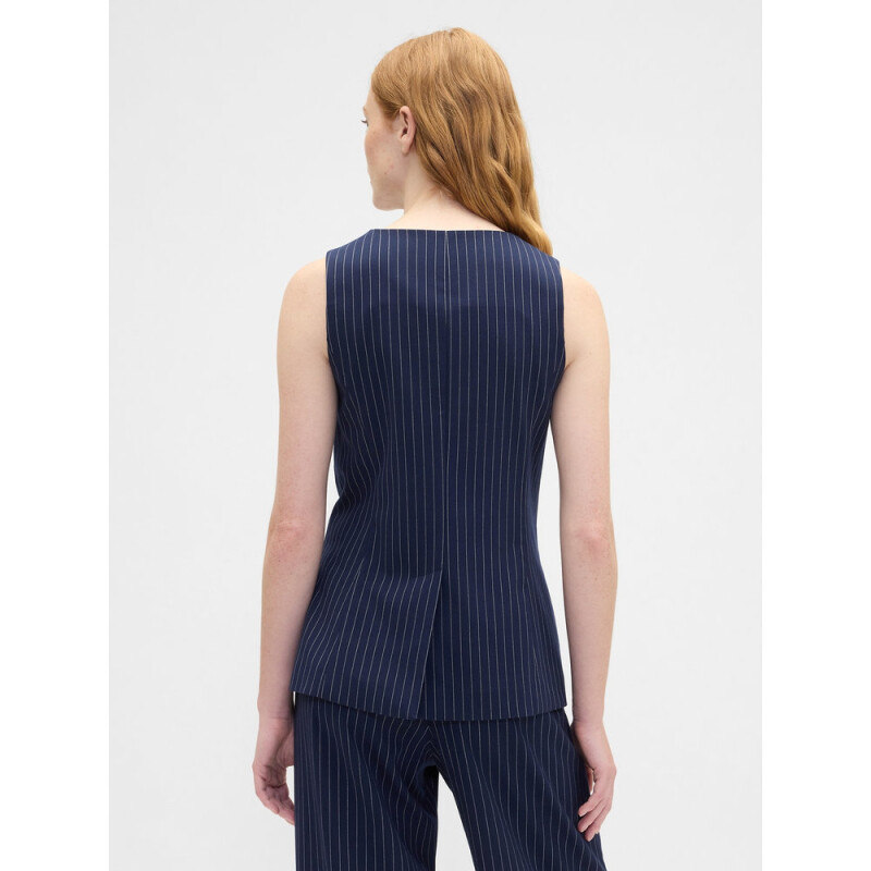 V-LONGLINE VEST - PVL NAVY PINSTRIPE