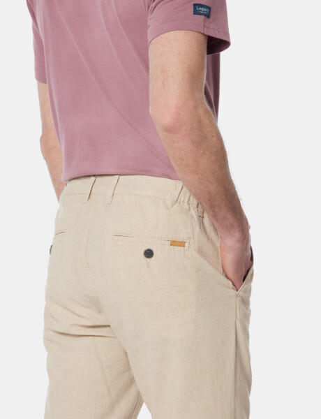 PANTALÓN DE LINO CON CINTURA ELASTIZADA Beige