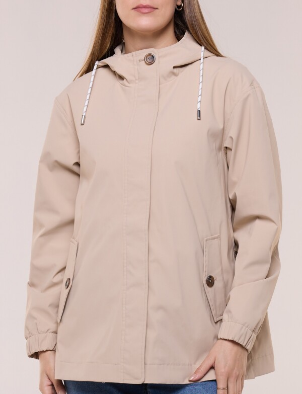 Gabardina Con Capucha Impermeable BEIGE