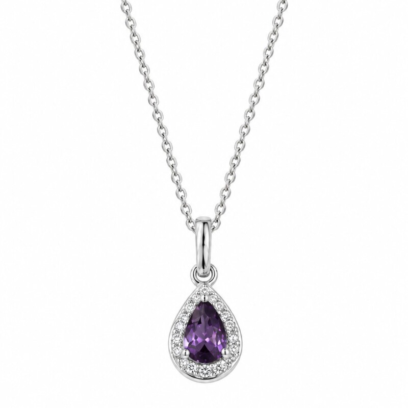 Cadena con colgante gota piedra zirconia lila Cadena con colgante gota piedra zirconia lila
