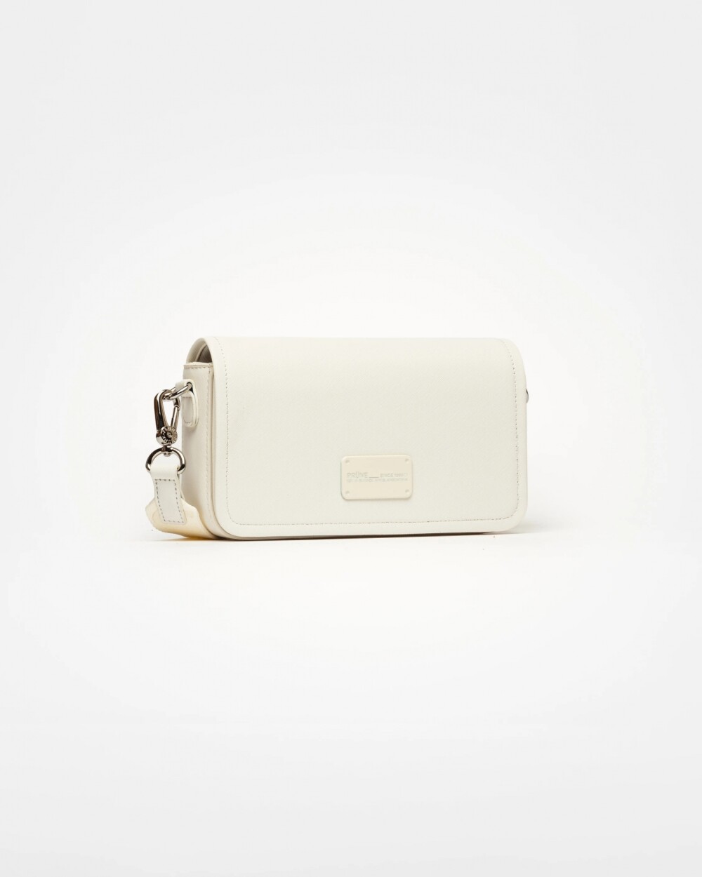Bandolera The Flap Penny en efecto cuero saffiano Blanco