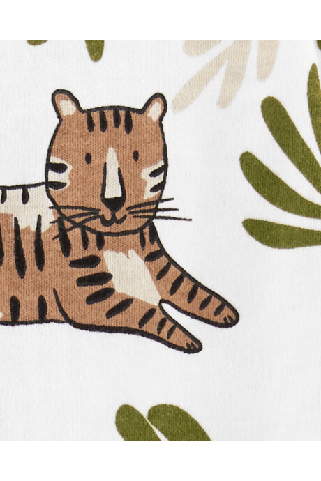 Pijama una pieza de algodón con pie diseño tigres Sin color