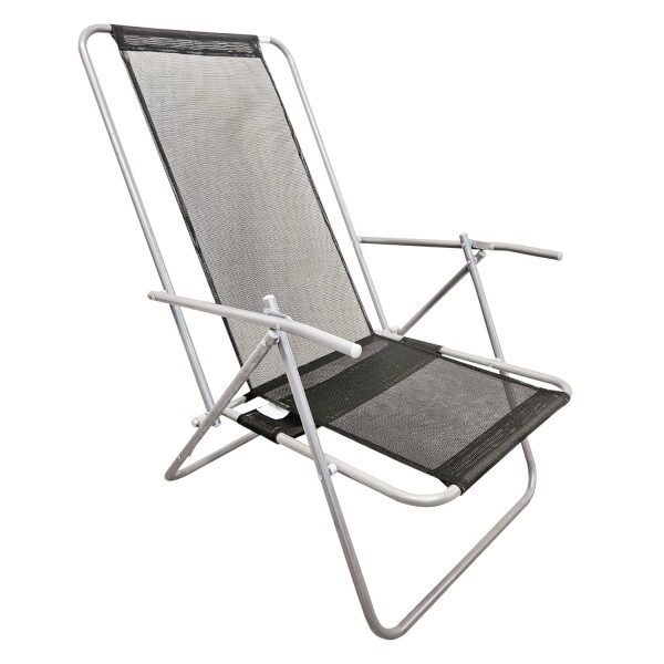Silla Plegable Playera Baja Reposera Jardin Camping Aluminio Color Variante Negro