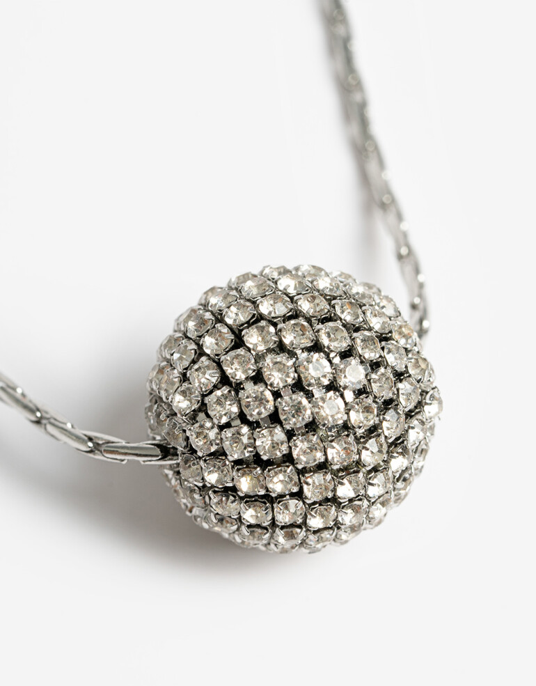 Collares Cortos Strass Collar Corto Bolon Strass - Dorado