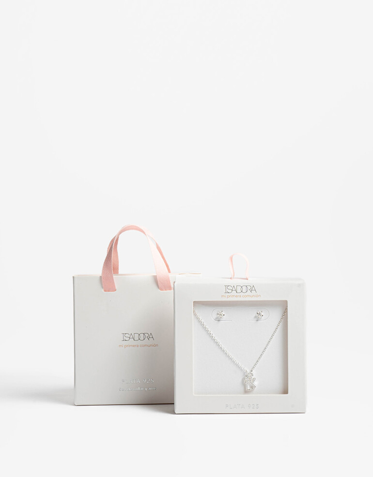 Bijouterie Set Exclusive Edition Set Aros Pasantes Y Cadena Plata 925 - Plateado Rodio