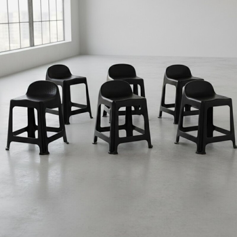 Banquetas x6 con respaldo apilable resistente NEGRO