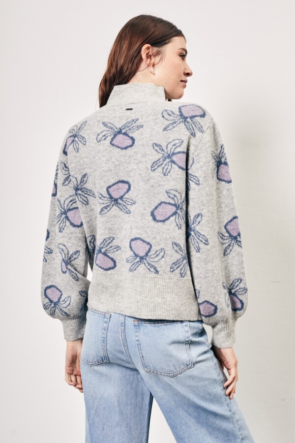 Polerón Intarsia Gris Melange