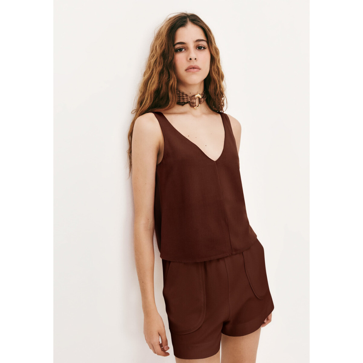 BLUSA SM FEM - MARROM ESCURO 
