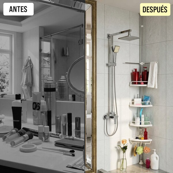 Estante Para Baño Mueble Esquinero Barral Organizador Ducha Toallero Imback HBA001 Estante Para Baño Mueble Esquinero Barral Organizador Ducha Toallero Imback HBA001