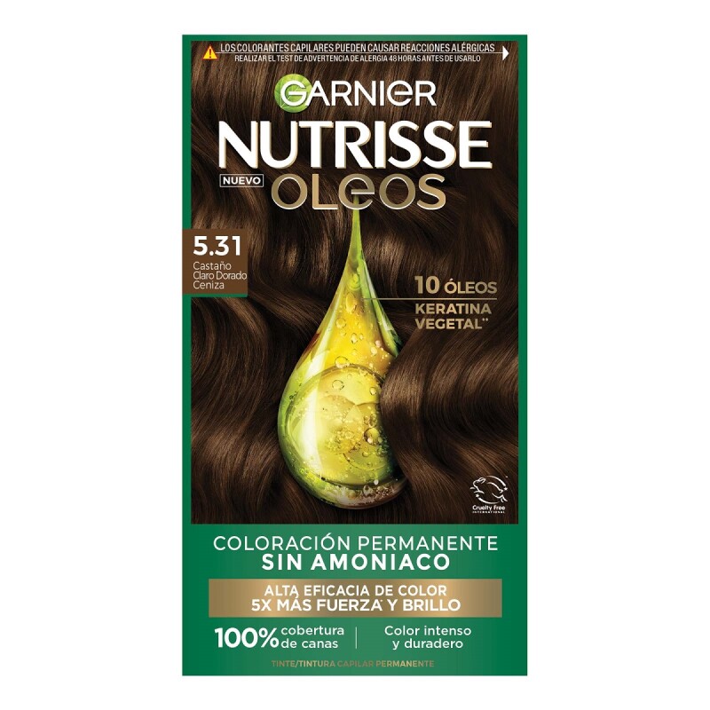 Tinta Garnier Nutrisse Oleos N°5.31 Castaño Dorado Cenizo Tinta Garnier Nutrisse Oleos N°5.31 Castaño Dorado Cenizo