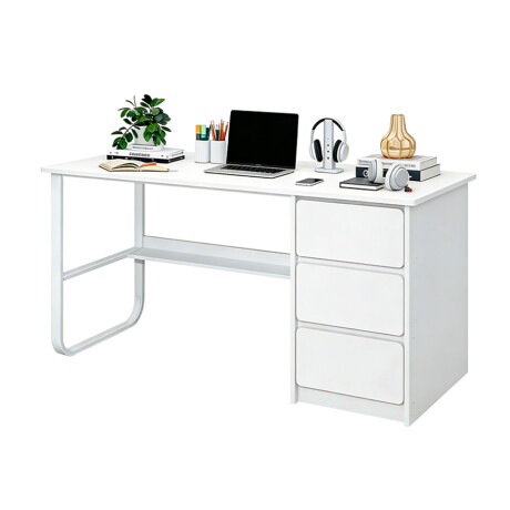 Escritorio Minimalista MDF y Metal Blanco 3 Cajones esh0030 001
