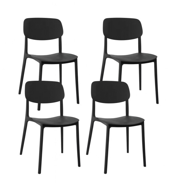 Silla Comedor Cocina Venecia Polipropileno Apilable Nórdica Negro 1