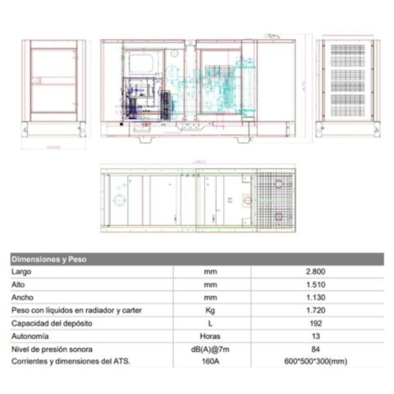 GENERADOR 100/110 KVA CABINADO VCP DP/KS GENERADOR 100/110 KVA CABINADO VCP DP/KS