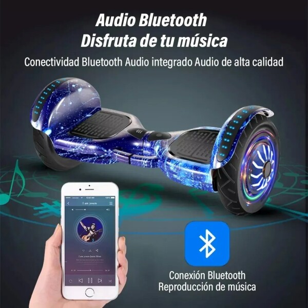 Skate Electrico Hoverboard Musica Bluetooth Luz Patineta 10" Variante Color Blanco