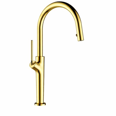 Grifería de cocina Monocomando de mesada extensible Oro Brillante Grifería De Cocina Monocomando De Mesada Extensible Oro Brillante