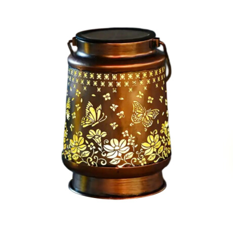 Lámpara Farol De Jardín Solar Metal 8-10 Hs Autonomía Mariposas