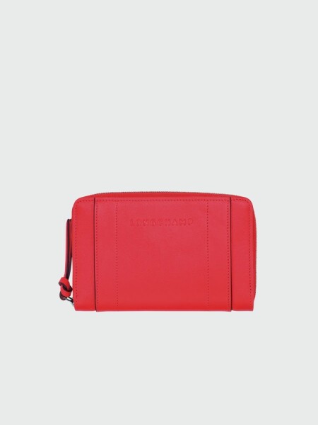 Longchamp -Billetera de cuero clásica 3D Rojo