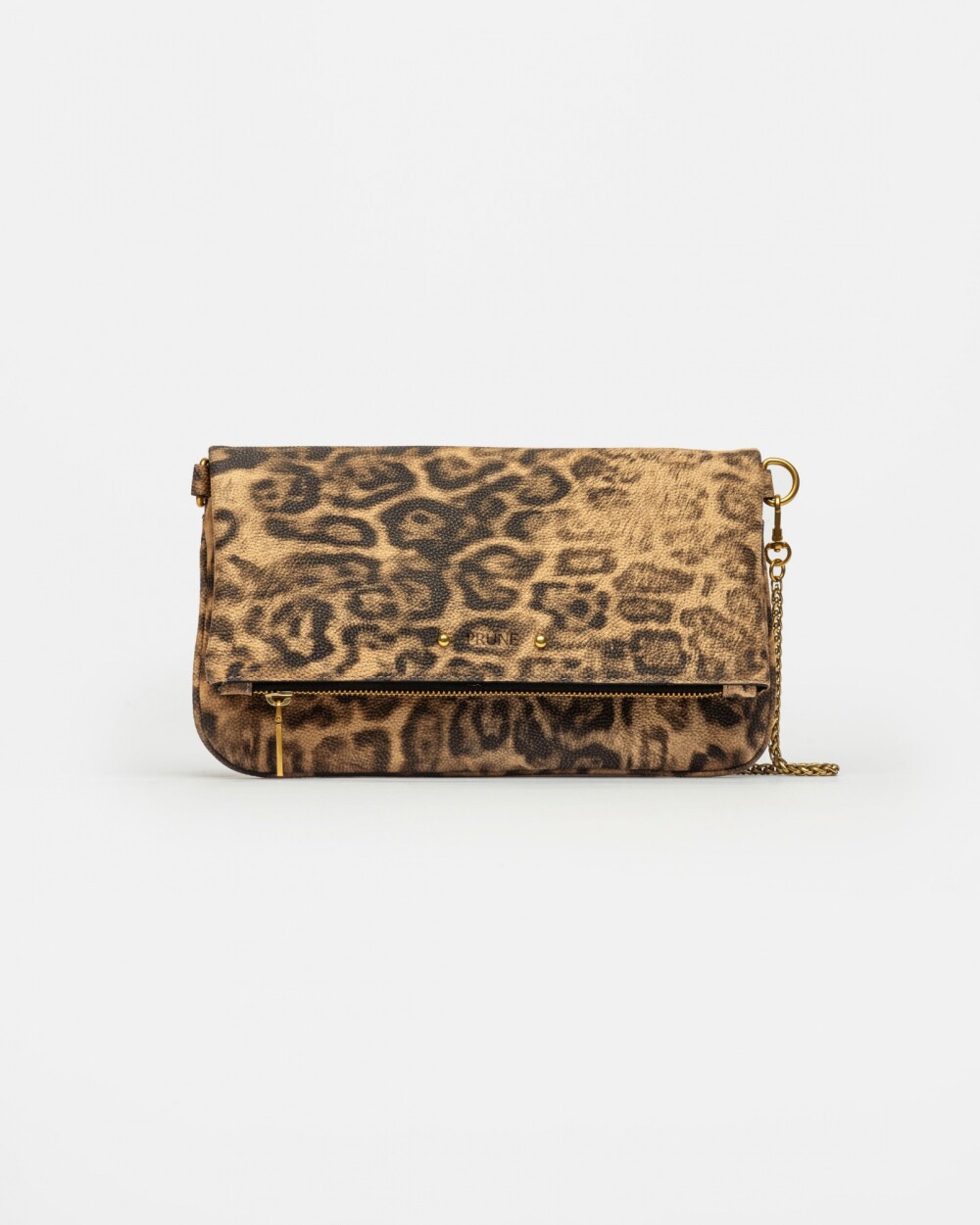 Bandolera Honey En Cuero Animal Print Camel