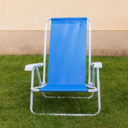 SILLA REPOSERA RECLINABLE ACERO 4 POSICIONES AZUL