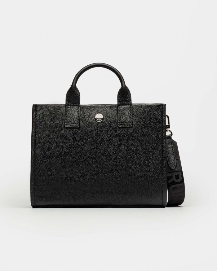 Cartera de Mano Capri En Cuero Graneado Negro