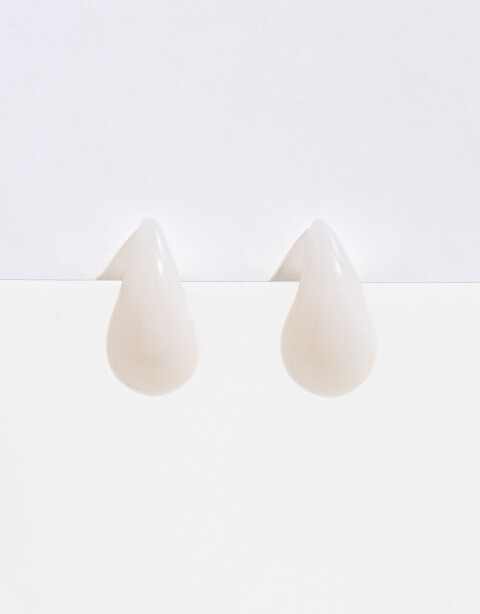 Aros Colgantes Cortos Acrilico Aros Gota Chunky De Acrílico - Blanco Crudo