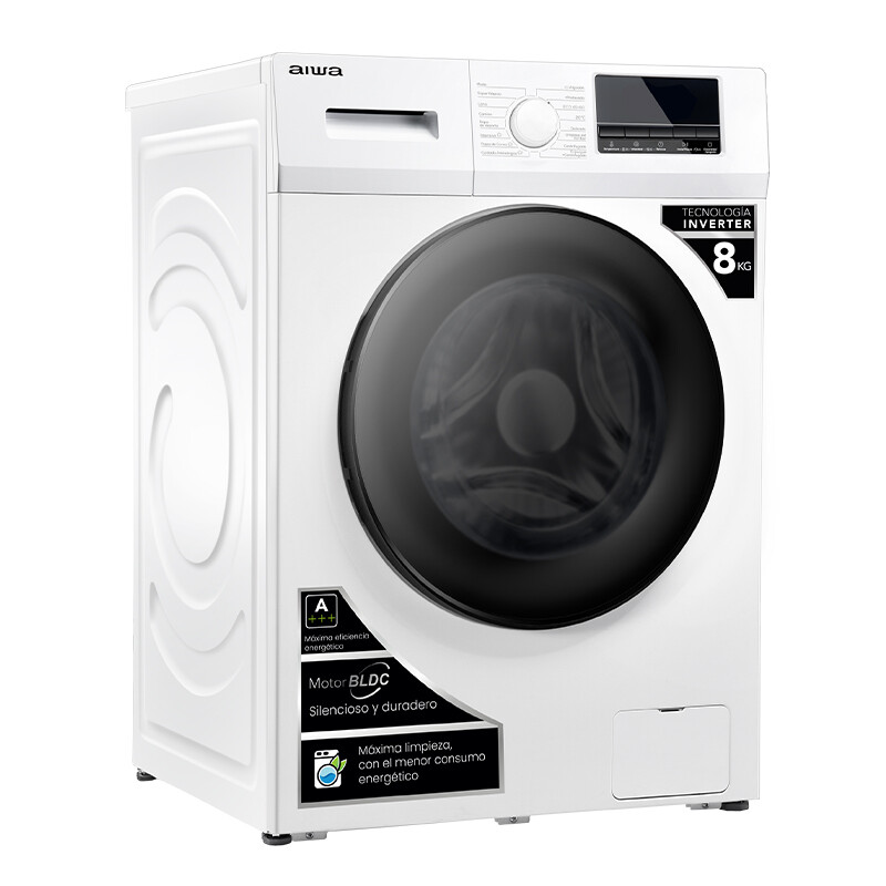 Lavarropas Automático Carga Frontal AIWA 8KG Inverter Blanco
