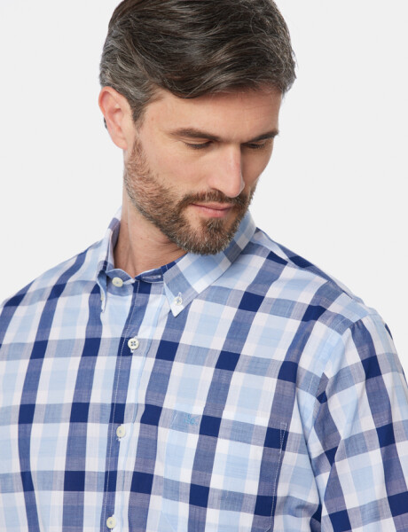 CAMISA A CUADROS Celeste