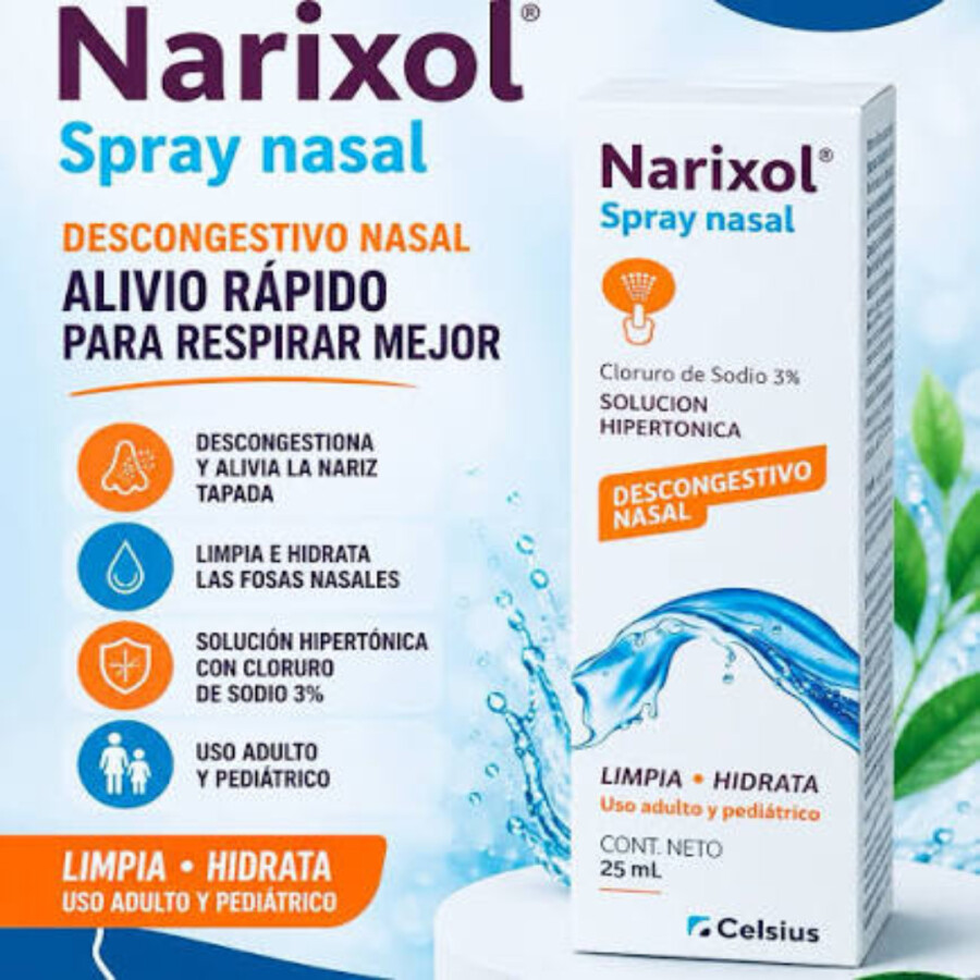 Solución Salina Narixol 25 ml Spray Nasal - Celsius Solución Salina Narixol 25 ml Spray Nasal - Celsius