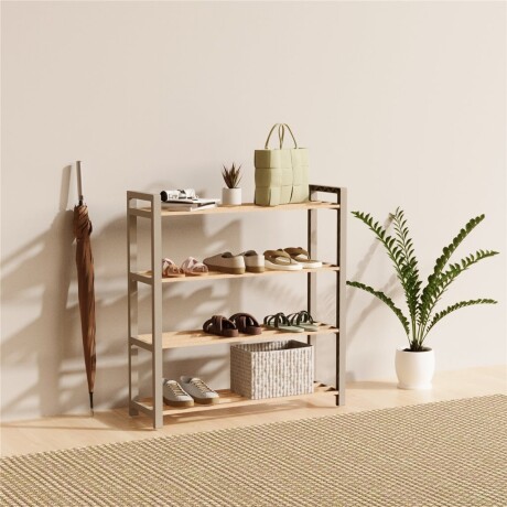 Zapatera 4 Niveles 68X51X20Cms Madera Y PP NATURAL