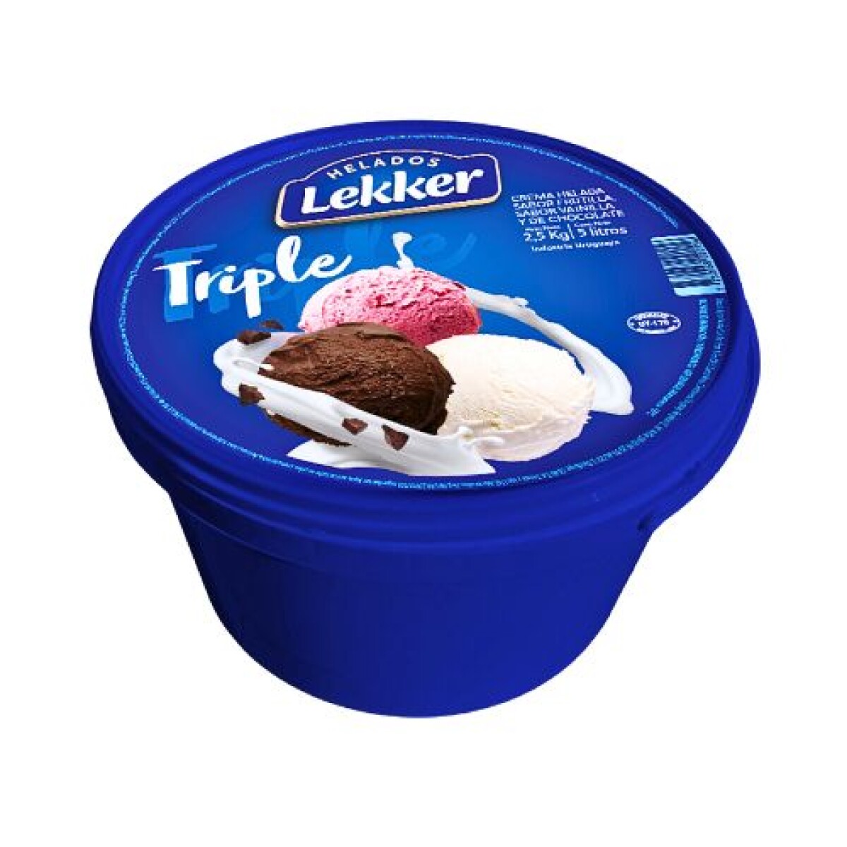 Helado Lekker - 5 lt - - Frutilla, Crema y Chocolate 