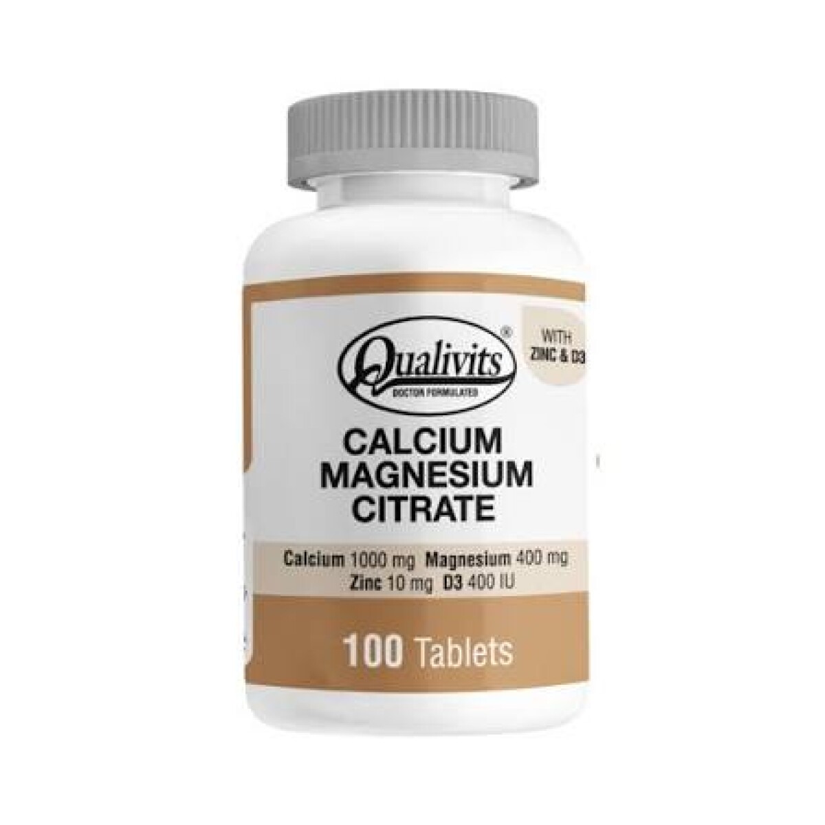 Calcium Magnesium Citrate | Calcio + Magnesio + Vitamina D3 | 60 Tabletas Qualivits 