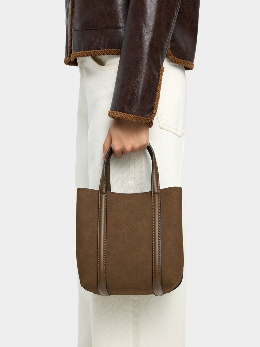 Bolso Tote Con Bandolera S camel