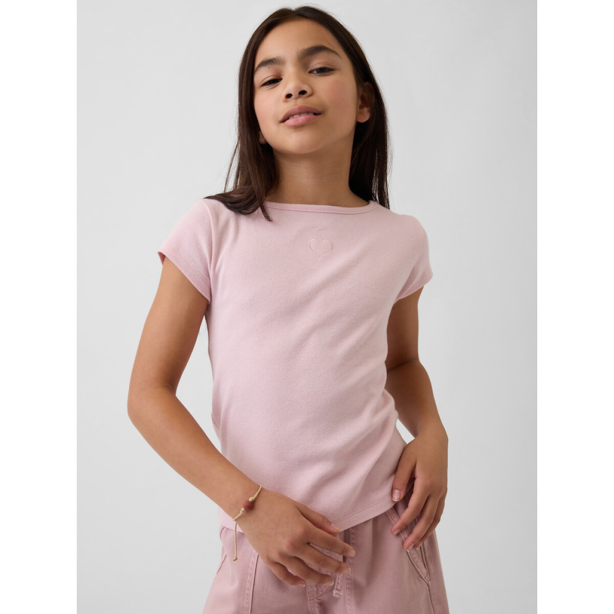 SS CAP SLV FITTED TEE_SOLIDS - Pink Miscellaneous 
