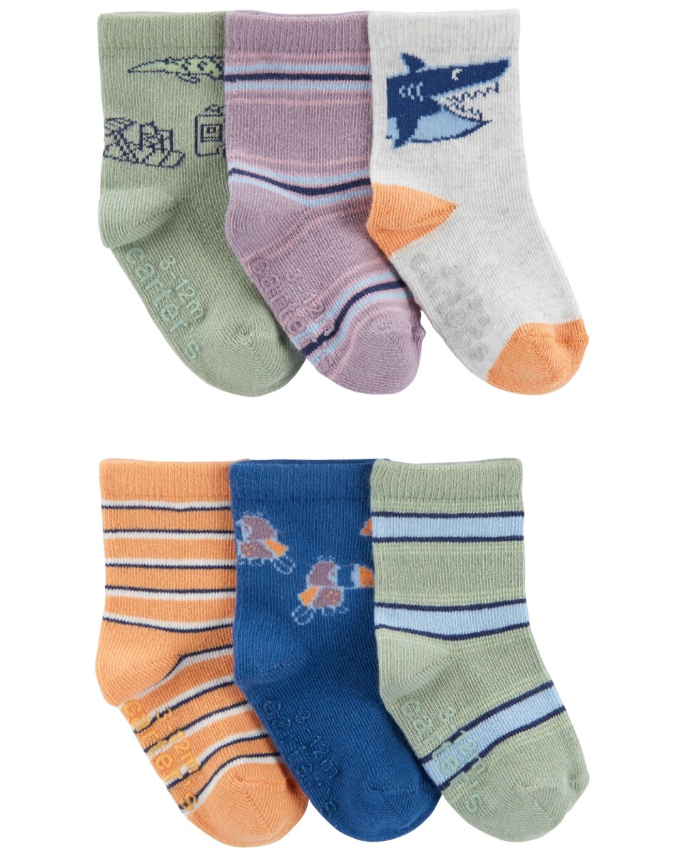 Pack X6 Pares de Medias Antideslizantes Carters Algodón - MULTICOLOR 