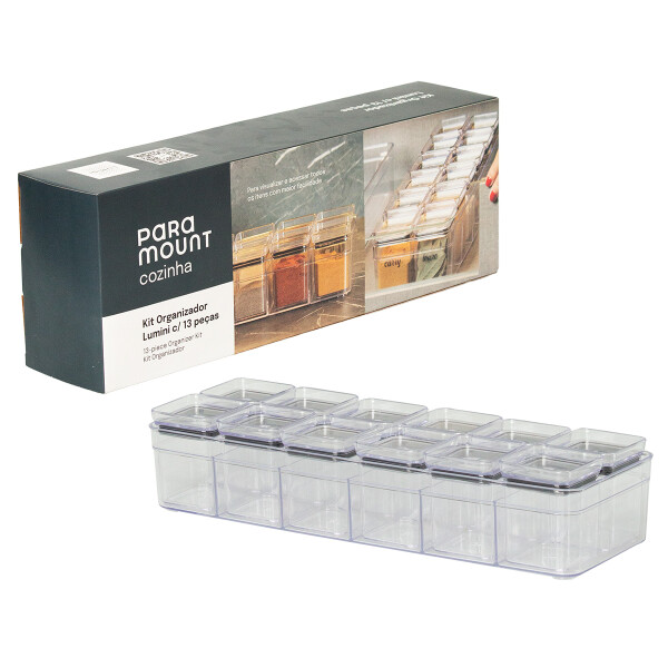 KIT ORGANIZADOR LUMINI CON 13 PIEZAS TRANSPARENTE